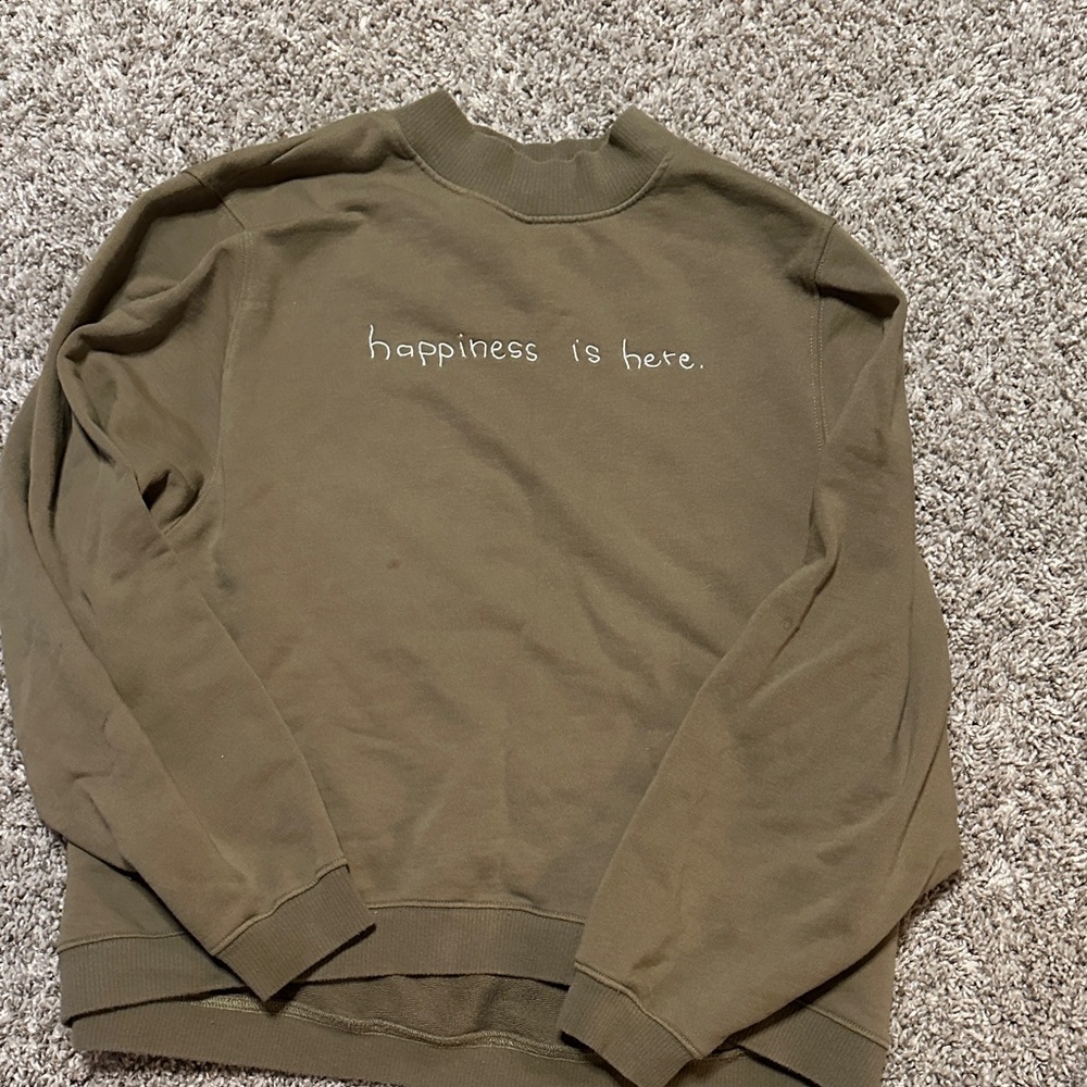 Women's Olive Sweatshirt - Happiness is Here
